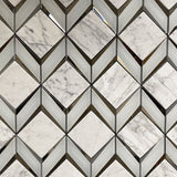 Chevron Diamonds Grey and Silver Marblle Mosaic Sheet Design 2