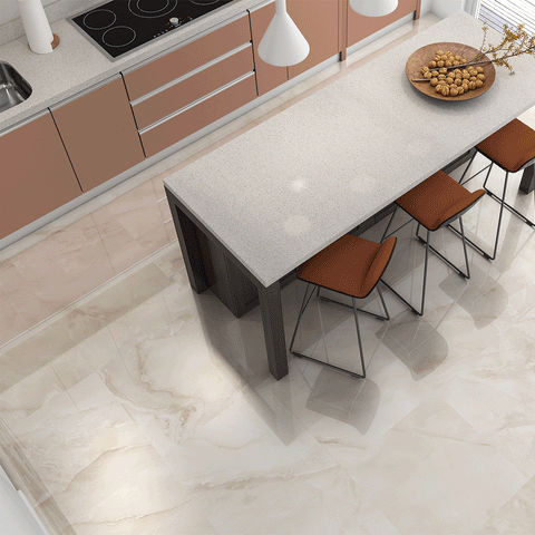 Alixir White Cloud 60x60cm Floor Tiles in Kitchen