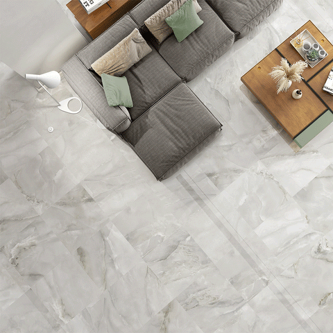 Alixir Cloud Grey 60x60cm Floor Tiles in Living Room