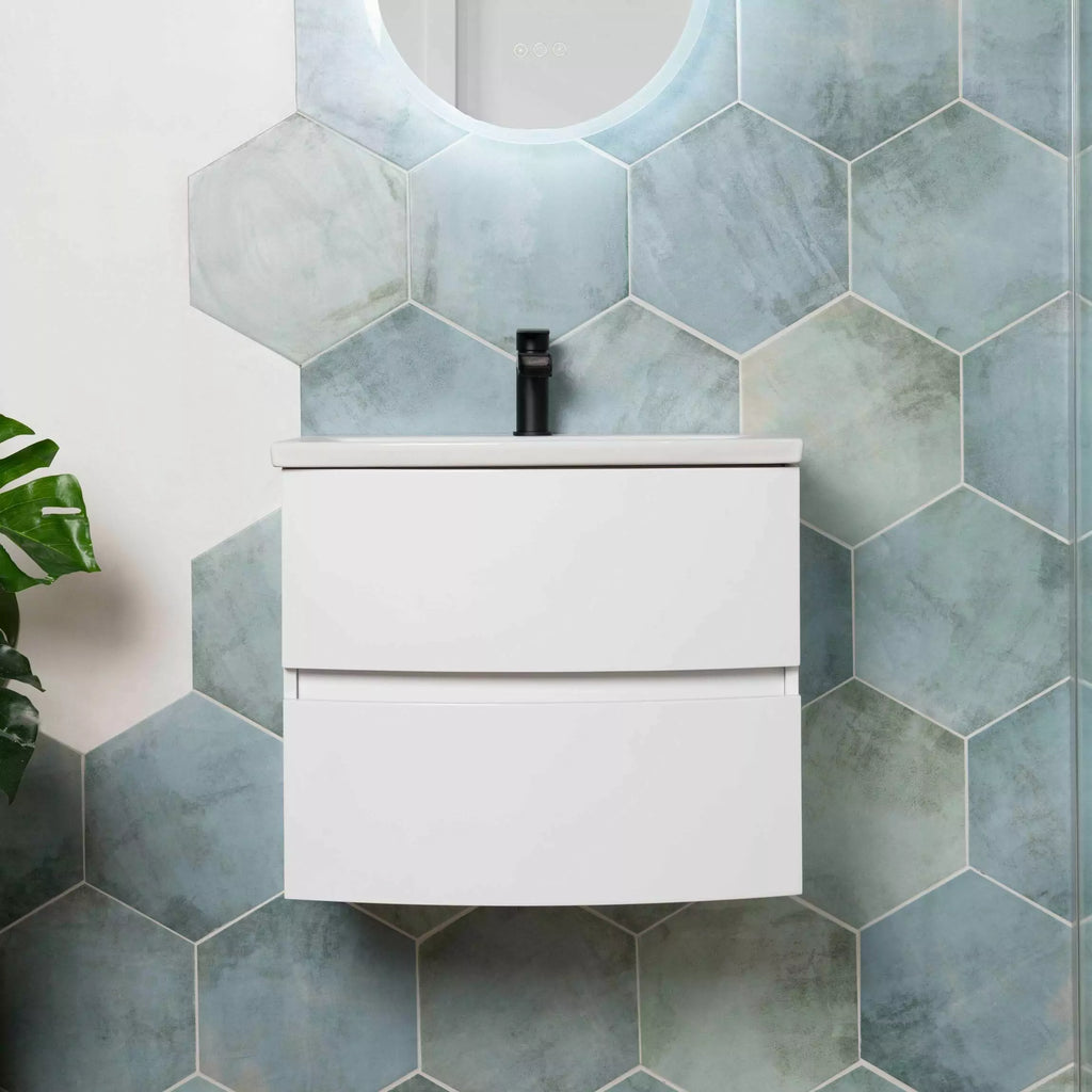 Tropical Ocean Washed Blue Hexagon 333x285mm Wall and Floor Porcelain Tile