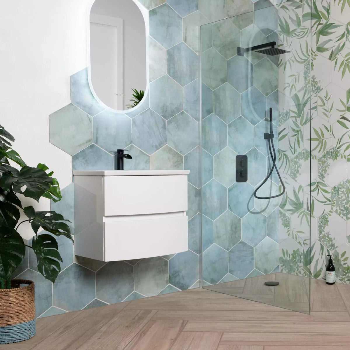 Image result for Tropical Ocean Washed Blue Hexagon 33x28cm Wall and Floor Porcelain ...