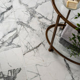Allure Calacatta Polished White Marble Effect 60x60cm Wall and Floor Tiles Floor 1