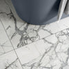 Allure Calacatta Polished White Marble Effect 90x90cm Tiles on Floor 2 Close Up