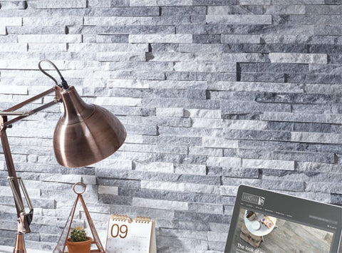 Quartzite Sparkle Grey Split Face Wall Tiles Close Up