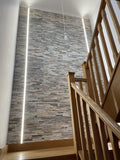 Quartzite Sparkle Beige Split Face Wall Tiles on staircase