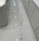 Polished Calacatta XL White Marble Effect 100x100cm Floor Tiles in Kitchen 3