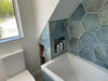Tropical Ocean Washed Blue Hexagon 333x285mm Wall and Floor Porcelain Tile