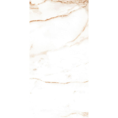 White Porcelain Tile with Gold Marble Effect Design 