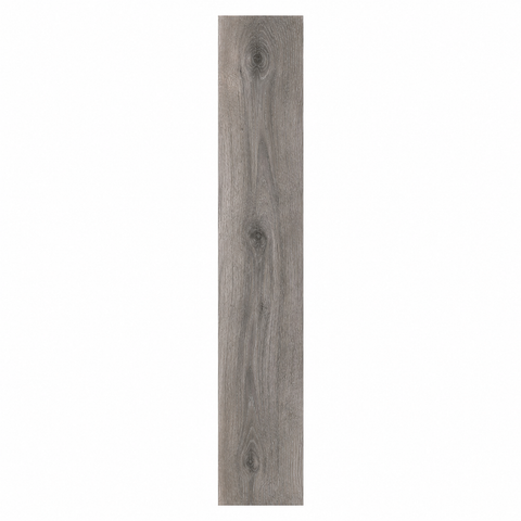 A single rectangular wood-look plank or panel with a weathered gray-brown grain pattern, centered on a plain white background.
