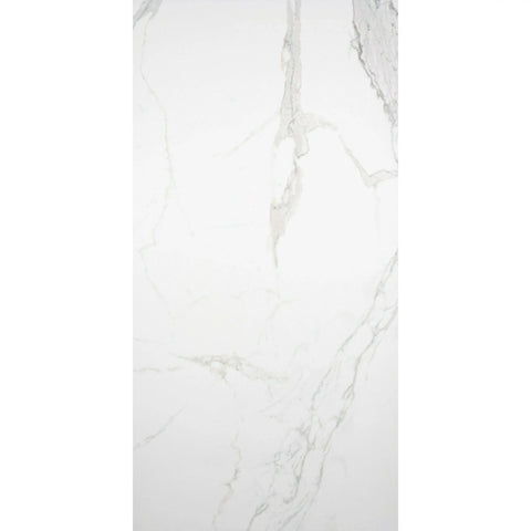 Soft White Carrara Marble Effect Tile with Gentle Grey Veins 