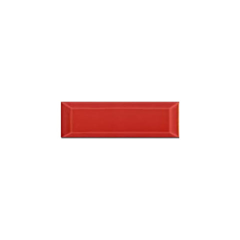 Cherry Red Bevelled Metro Subway 100x300mm Ceramic Wall Tile Product Image 1