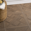 Deep Brown Parquet Wood Effect Hazelnut Basket Weave 600x600mm Porcelain Floor and Wall Tile