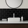 Deep Black Bevelled Matt Metro 100x200mm Ceramic Subway Wall Tile as Bathroom Feature Splashback Wall