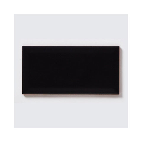 Deep Black Bevelled Matt Metro 100x200mm Ceramic Subway Wall Tile