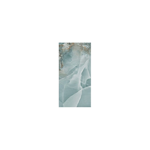 Light Blue Green Onyx Marble Effect 60x120cm tile slab with white and beige veining 