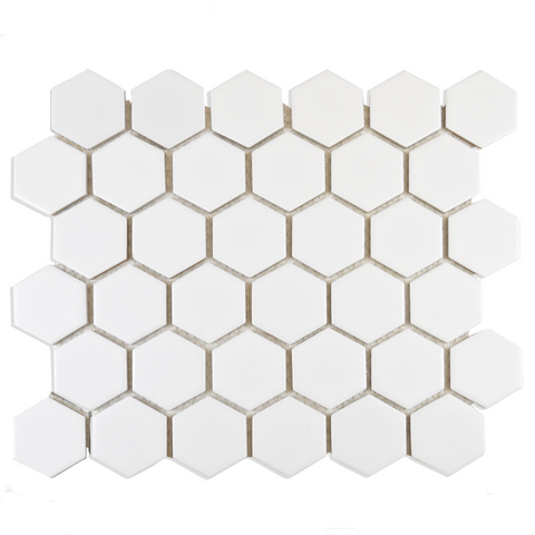Eterna Hexagon White Grande Gloss Mosaic Wall and Floor Porcelain Tile Product Image 1