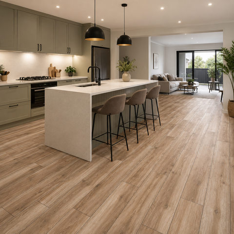 Farmhouse Natural Light Brown Wood Effect 1195x225mm XL Porcelain Plank Floor Tile