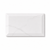A rectangular white subway tile with a glossy finish and subtle gray marble veining, shown on a clean white background.