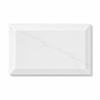 A rectangular white ceramic subway tile with a subtle light gray marble veining pattern, shown from a top-down perspective on a white background.