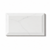 A rectangular white subway tile with subtle gray marble veining, shown from a top-down perspective on a clean white background.