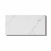 A rectangular white marble-look tile with soft gray veining, shown from a slight angle with a subtle drop shadow on a white background.