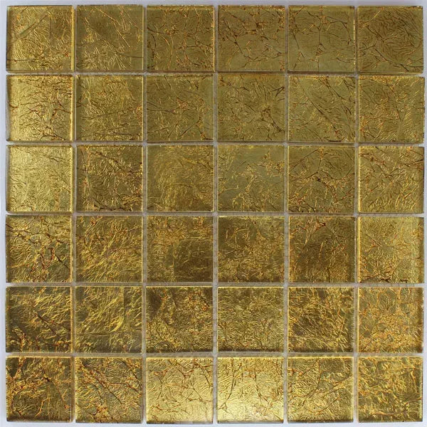 Golden Square Gold Glass Mosaic Wall Tile – Premium Tiles