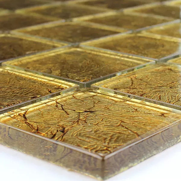 Golden Square Gold Glass Mosaic Wall Tile – Premium Tiles