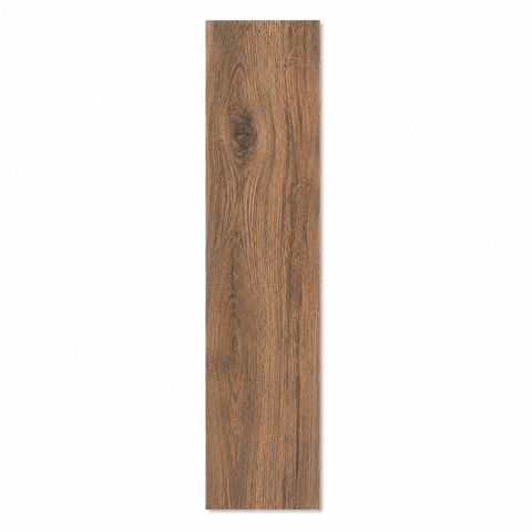 A vertical rectangular wood-look panel or plank with a medium brown grain pattern and a small knot, centered on a plain white background.