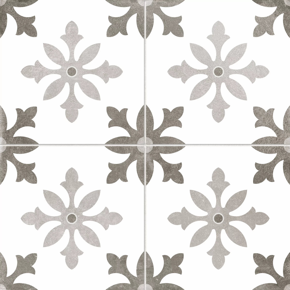 Heritage Grey Monochrome Patterned Ceramic Wall and Floor Tile ...