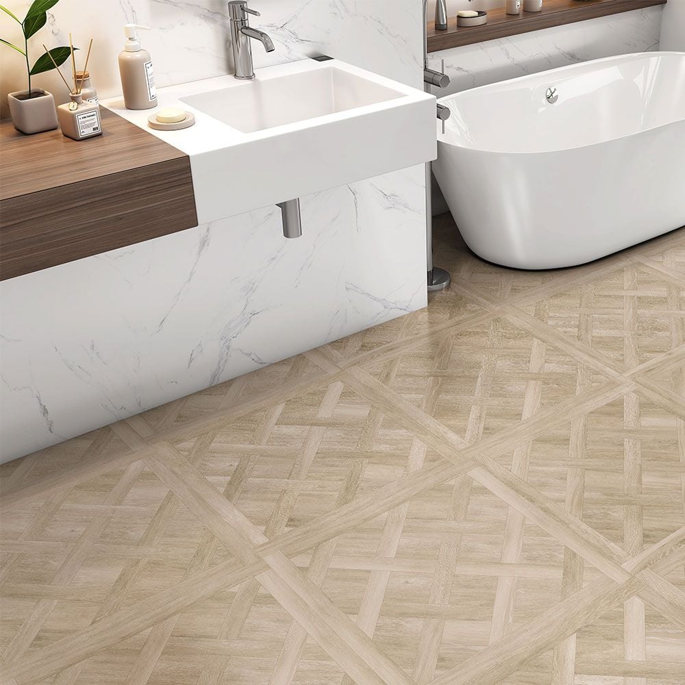 Homer Parquet Blonde Oak 60x60cm Wood Effect Floor Tile – Premium Tiles