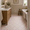 Contempory Bathroom with Pink Laura Ashley Mr Jones Floor Tiles