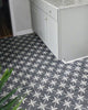 Dark Blue Grey Pattern Tile on Modern Kitchen Floor