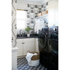 Utility room with beautiful dark blue grey laura ashley wicker charcoal tiles on floor 