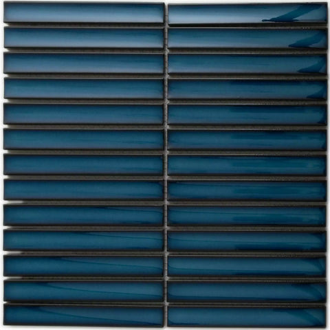 Linea Arlo Azure Blue Rectangle Mosaic Porcelain Wall Tile Product Photo 