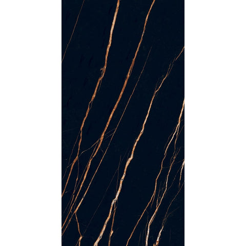 Linear Atlantic Black and Gold Marble Effect 60x1200mm Porcelain Wall and Floor Tile Image 1