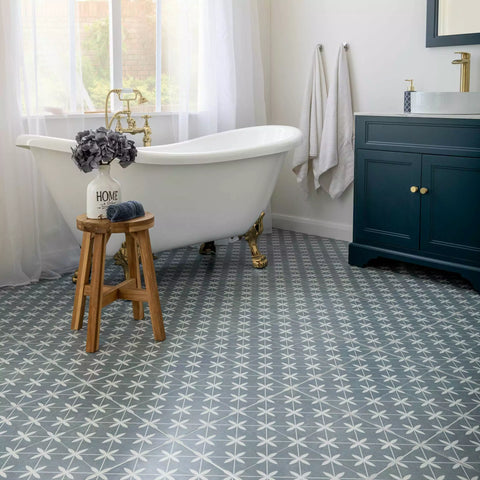 Maple Midnight Blue Star Patterned Ceramic Floor 450x450mm Tile