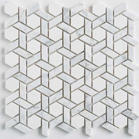 Meteorite Hexagon Authentic White and Grey Marble Mosaic Wall and Floor Tile Product Photo 2
