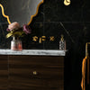 Modern Bathroom with Black and Gold Marble Effect Tiles