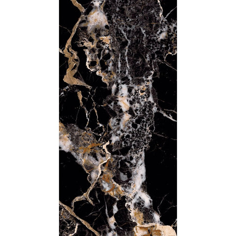 Noir Portoro Black and Gold Marble Effect 1200x600mm XL Matt Porcelain Wall and Floor Tile Product Image 