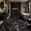 Noir Portoro Black and Gold Marble Effect 1200x600mm XL Matt Porcelain Wall and Floor Tile in Modern Luxury Bathroom 