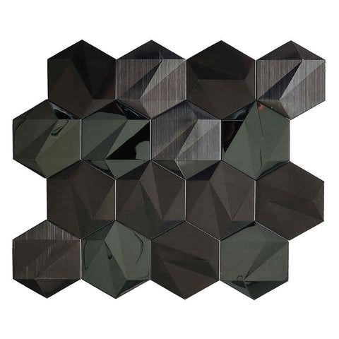 Onyx Black Hexagon 3D Wall Mosaic Tile Product Photo 1