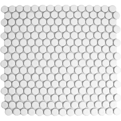 Penny Gloss White Circle Mosaic Wall and Floor Tile Product Image 1