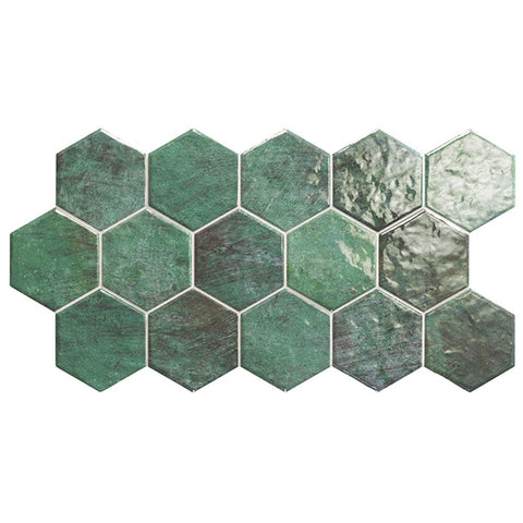 Portofino Green Hexagon Polished Porcelain 510x265mm Wall Tile Product Photo