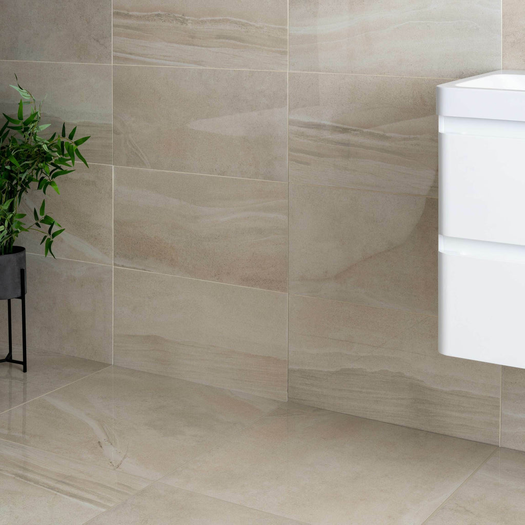 Serenity Sandstone Stone Effect 60x30cm Polished Porcelain Wall and ...