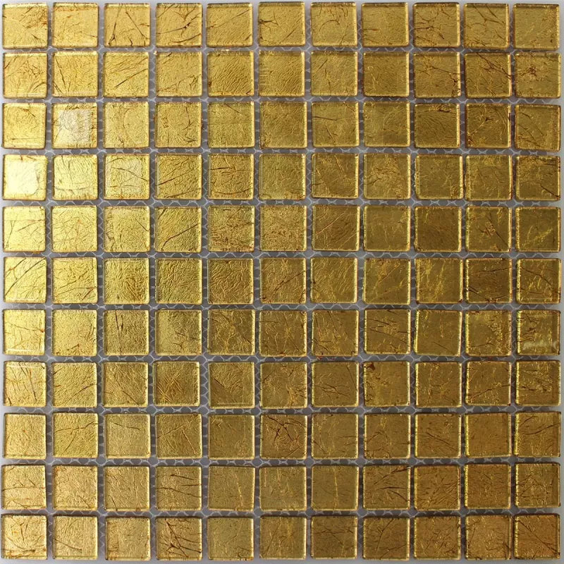 Slim Golden Square Gold Glass Mosaic Wall and Floor Tile – Premium Tiles