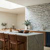 Modern Kitchen with Grey and White Split Face Slate Cladding Tiles 