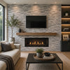 Modern Living Room with Grey and White Split Face Stone Tiles Feature Wall 