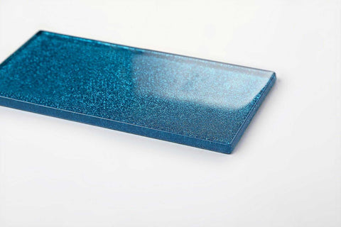 Sparkle Blue Glitter Glass Metro 75x150mm Wall Tile Product Photo 2