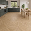 Starline Parquet Light Beige Oak Wood Effect Porcelain XL 750x750mm Floor Tile in Open Plan Kitchen Dinning Room