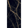 Black marble tile with gold veins on a white background